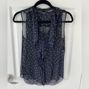 Aritzia Babaton Black & White Sheer Polka Dot Sleeveless Blouse Ainsley Top XS